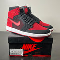 Jordan 1 Retro High Flyknit Bred 10.5 (Lightly Worn Pre-Owned)JordanBlack/Varsity Red-White - Image 1