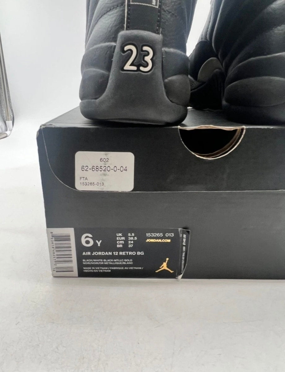 Jordan 12 Retro The Master (GS) 6Y (Moderately Worn Pre-Owned)JordanBlack/Rattan-White-Metallic Gold - Image 5