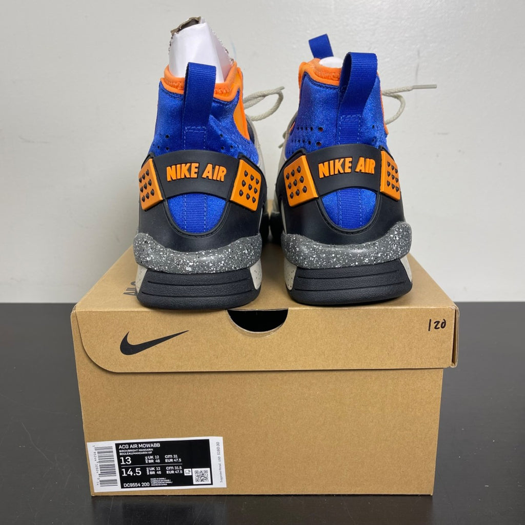 Nike ACG Air Mowabb OG Rattan Birch (2021) 13 (Moderately Worn Pre-Owned)NikeBirch/Bright Mandarin-Hyper Royal-Rattan - Image 4