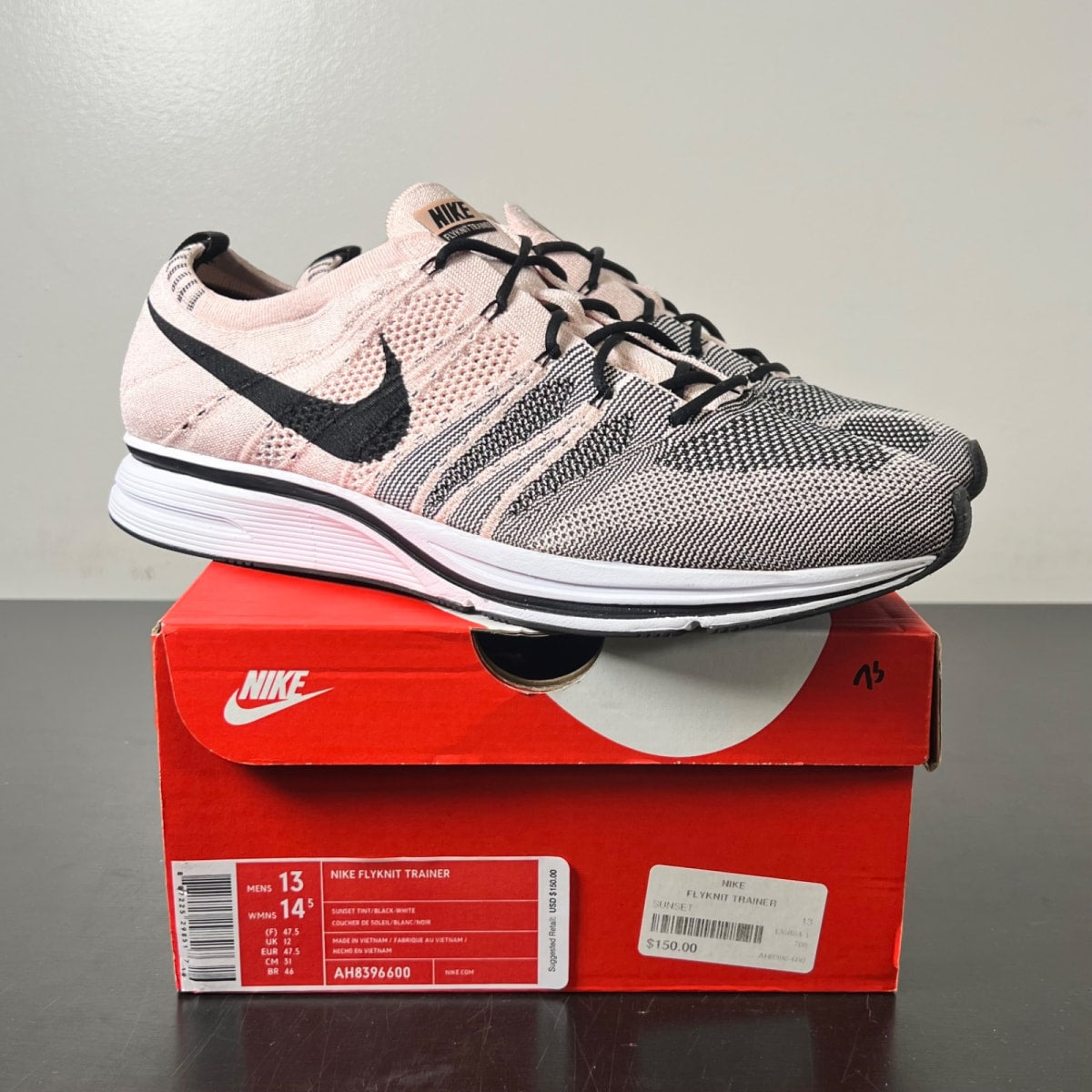 Nike Flyknit Trainer Sunset Tint 13 (Lightly Worn Pre-Owned)NikeSunset Tint/Black-White - Image 1