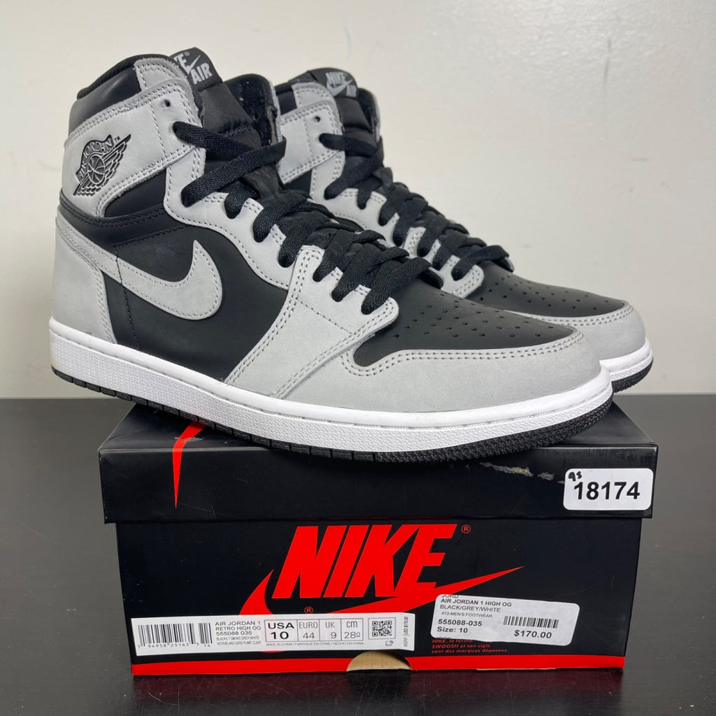 Jordan 1 Retro High Shadow 2.0 10 (Moderately Worn Pre-Owned)JordanBlack/White-Light Smoke Grey - Image 1