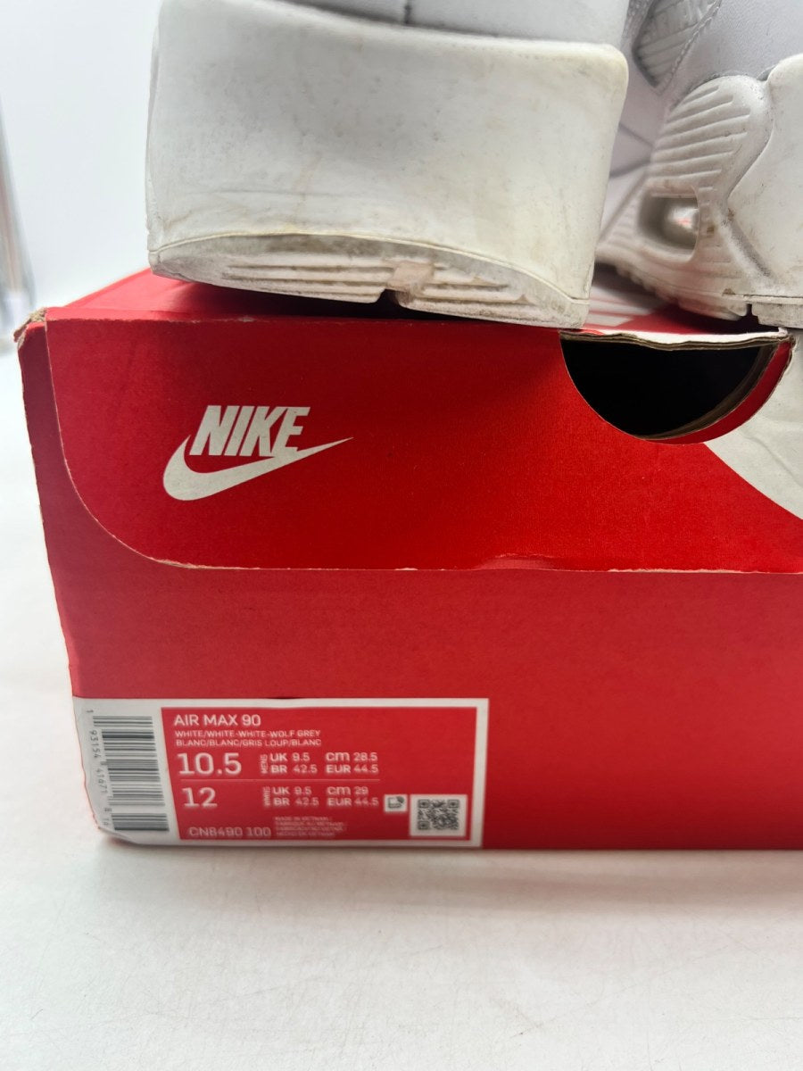 Nike Air Max 90 Recraft Triple White 10.5 (Moderately Worn Pre-Owned) - Image 4