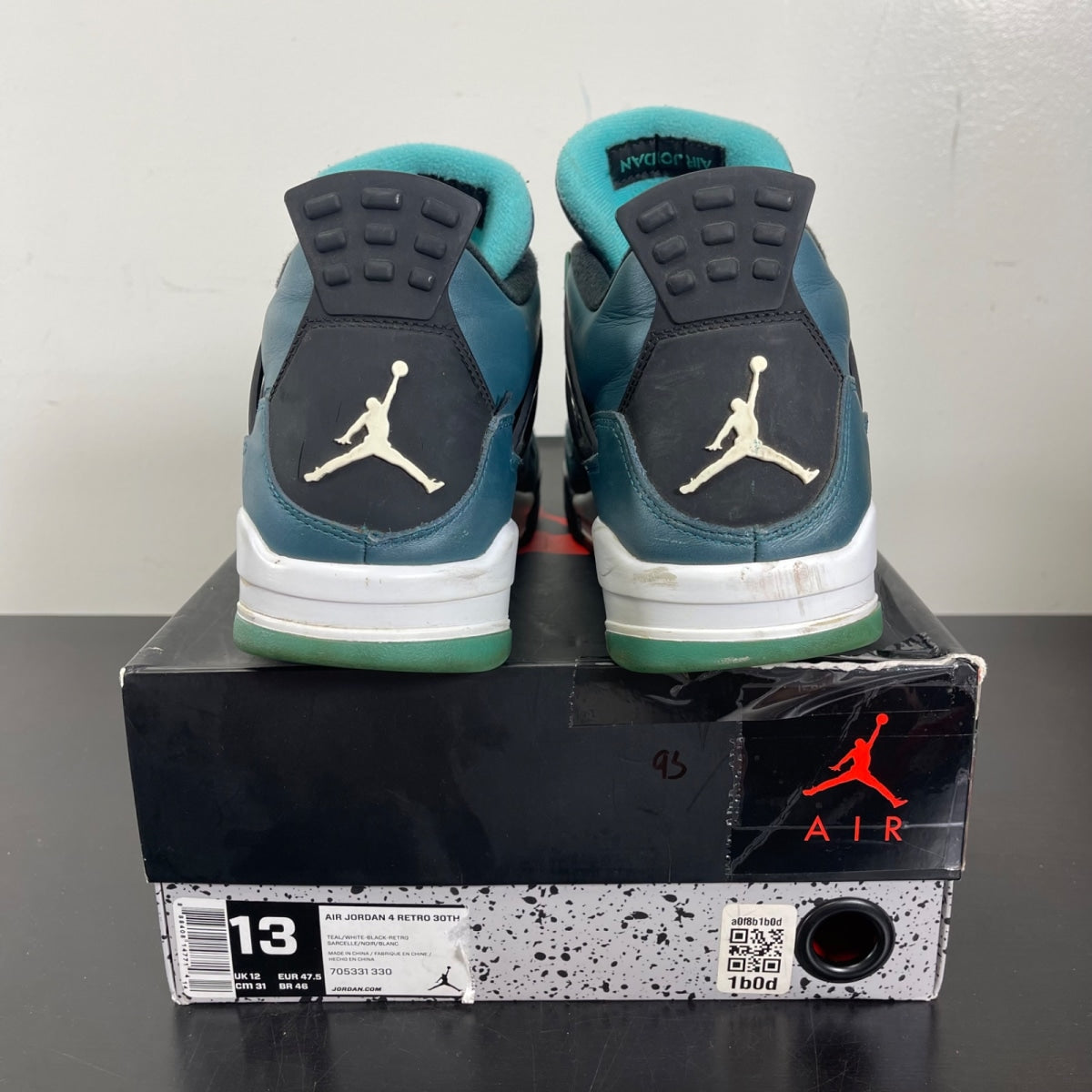 Jordan 4 Retro Teal 13 (Moderately Worn Pre-Owned)JordanTeal/White-Black-Retro - Image 4
