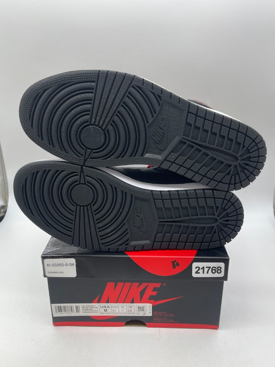 Jordan 1 Retro High Black Satin Gym Red 8 (Moderately Worn Pre-Owned)JordanBlack/Gym Red-Black-White - Image 7
