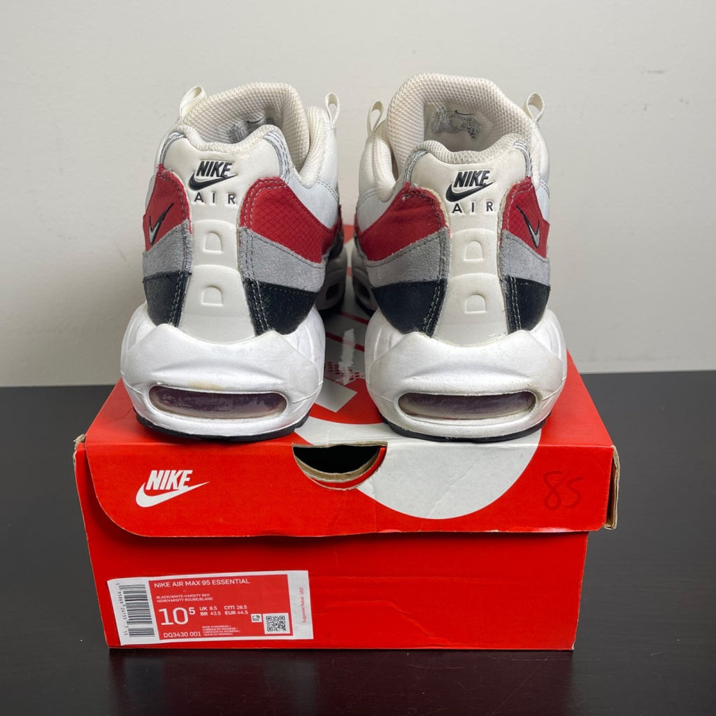 Nike Air Max 95 White Varsity Red Particle Gray 10.5 (Moderately Worn Pre-Owned)NikeBlack/Varsity Red/Particle Gray/White - Image 2