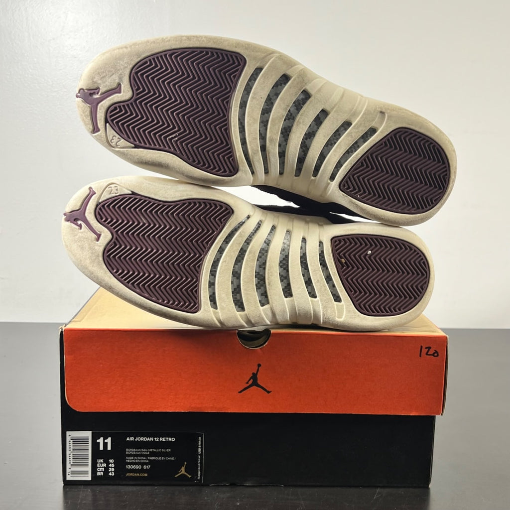 Jordan 12 Retro Bordeaux 11 (Lightly Worn Pre-Owned)JordanBordeaux/Sail-Metallic Silver - Image 6