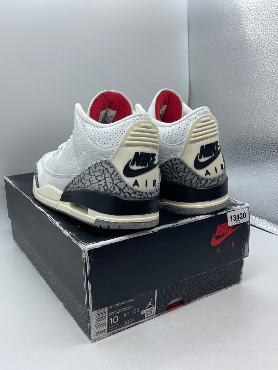 Jordan 3 Retro White Cement Reimagined 10 (Moderately Worn Pre-Owned)JordanSummit White/Fire Red/Black/Cement Grey - Image 4