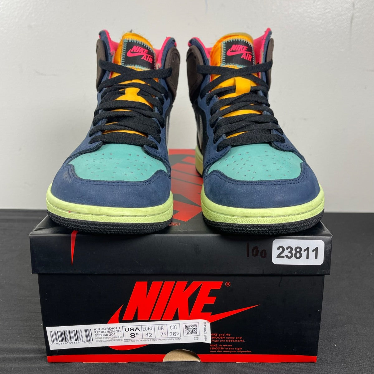Jordan 1 Retro High Tokyo Bio Hack 8.5 (Moderately Worn Pre-Owned)JordanBaroque Brown/Black-Laser Orange-Racer Pink - Image 2