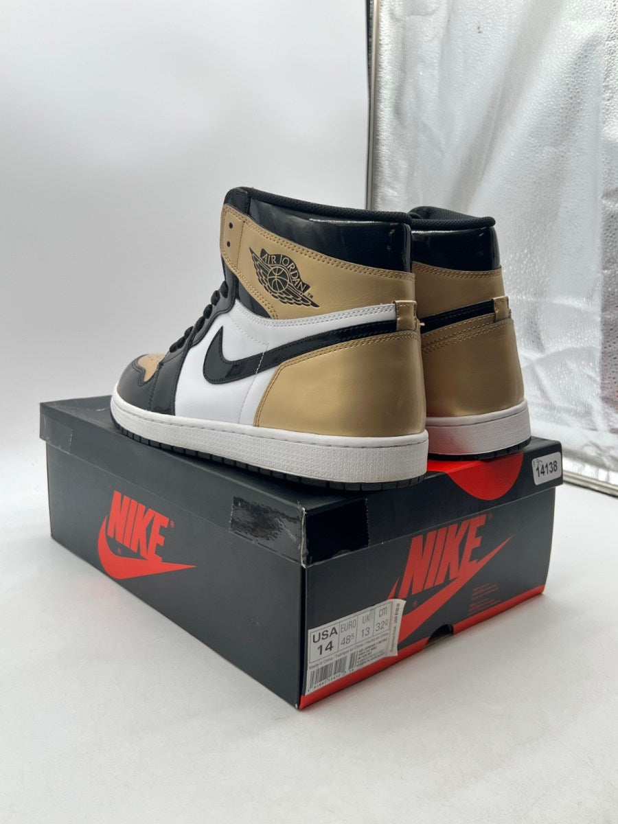 Jordan 1 Retro High NRG Patent Gold Toe 14 (Lightly Worn Pre-Owned)JordanBlack/Metallic Gold-Summit White - Image 4