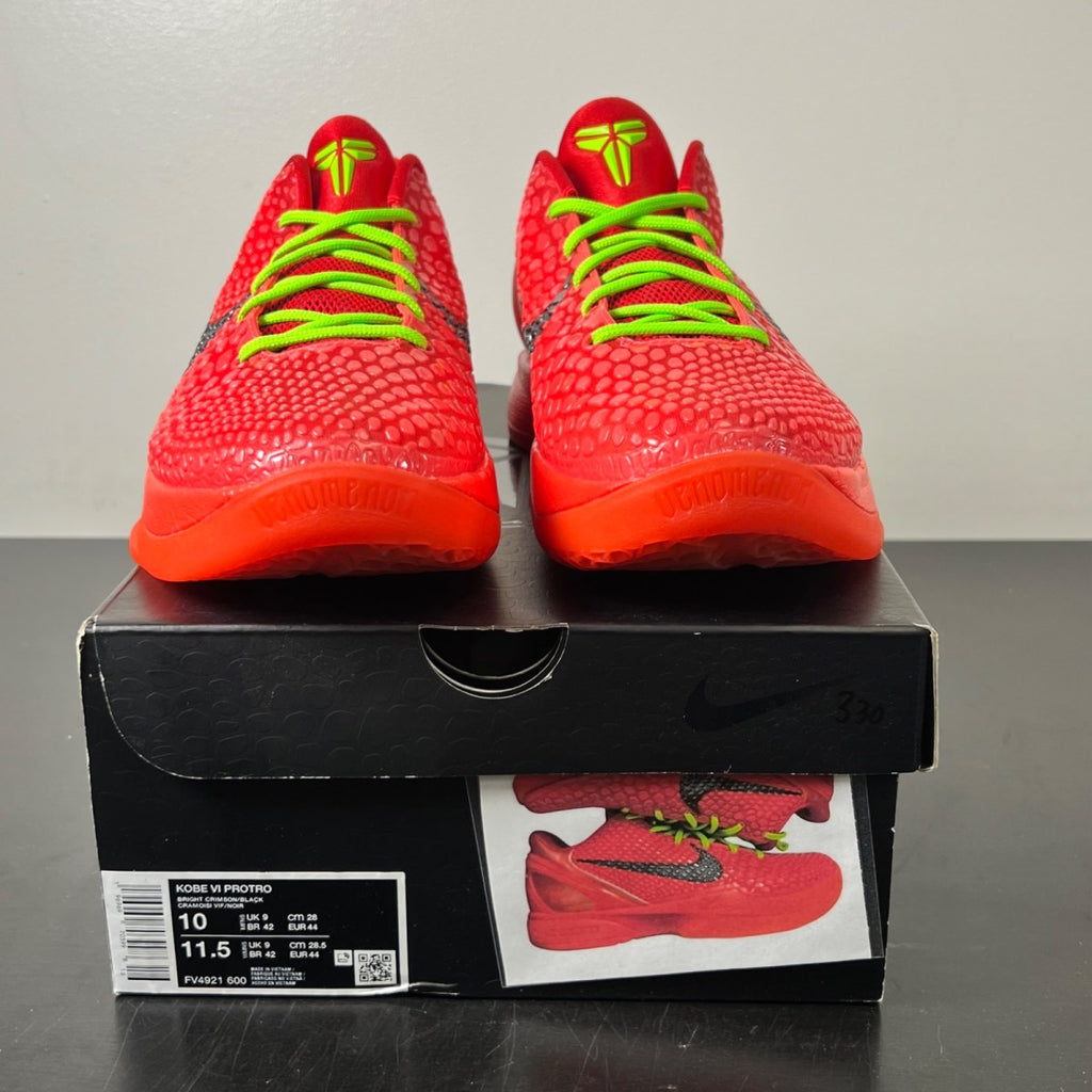 Nike Kobe 6 Protro Reverse Grinch 10 (Lightly Worn Pre-Owned)NikeBright Crimson/Black/Electric Green - Image 2