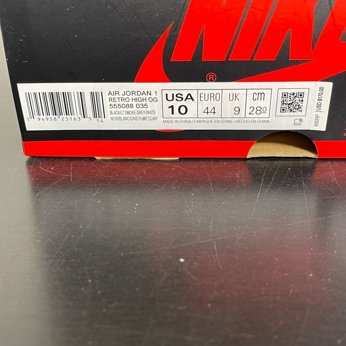Jordan 1 Retro High Shadow 2.0 10 (Moderately Worn Pre-Owned)JordanBlack/White-Light Smoke Grey - Image 7
