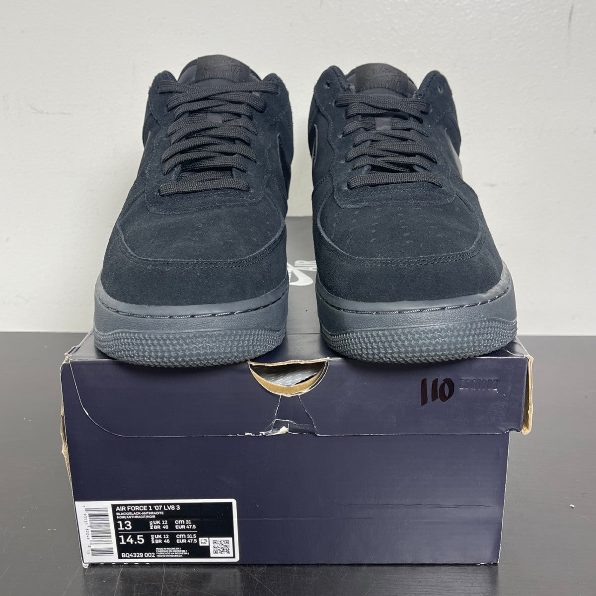 Nike Air Force 1 Low Black Anthracite 13 (Moderately Worn Pre-Owned)NikeBlack/Black-Anthracite - Image 2