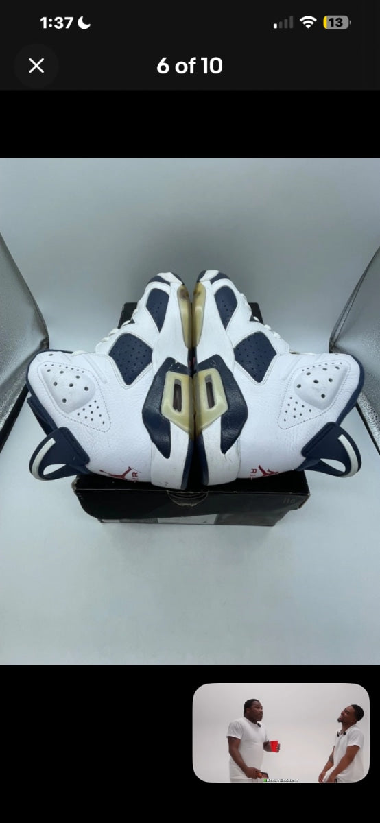 Jordan 6 Retro Olympic London (2012) 9 (Lightly Worn Pre-Owned)JordanWhite/Midnight Navy-Varsity Red - Image 8