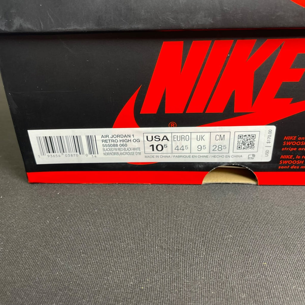 Jordan 1 Retro High Black Satin Gym Red (Size 10.5) - aux