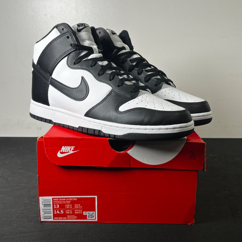 Nike Dunk High Panda Black White (2021/2024) 13 (Lightly Worn Pre-Owned)NikeWhite/Black-Total Orange - Image 1
