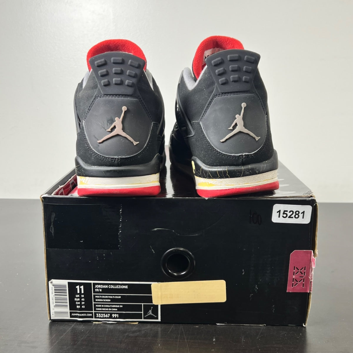 Jordan 4 Retro Black Cement CDP (2008) 11 (Heavily Worn Pre-Owned)JordanBlack/Cement Grey-Fire Red - Image 4