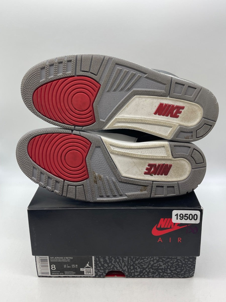 Jordan 3 Retro OG Black Cement (2024) 8 (Moderately Worn Pre-Owned)JordanBlack/Fire Red/Cement Grey/Sail - Image 7