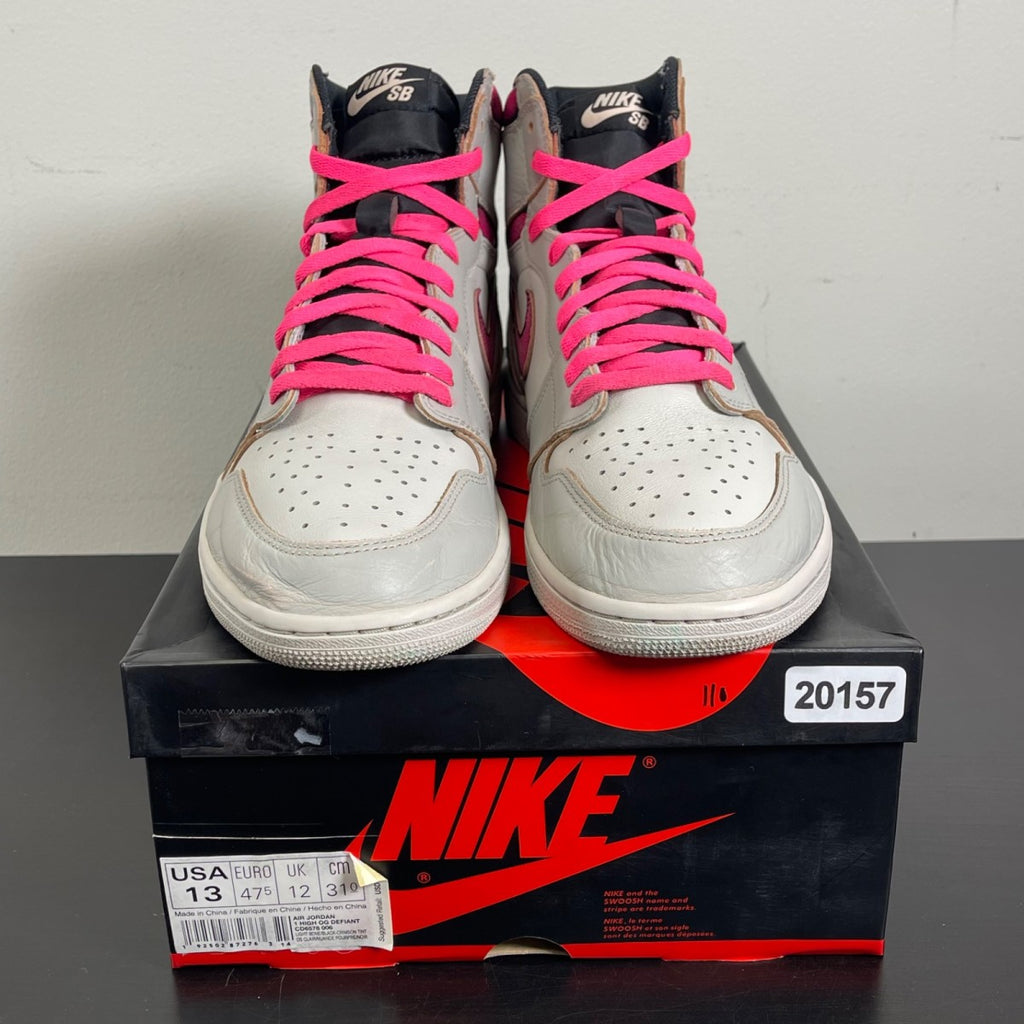 Jordan 1 Retro High OG Defiant SB NYC to Paris 13 (Moderately Worn Pre-Owned)JordanLight Bone/Black-Crimson Tint-Hyper Pink - Image 2
