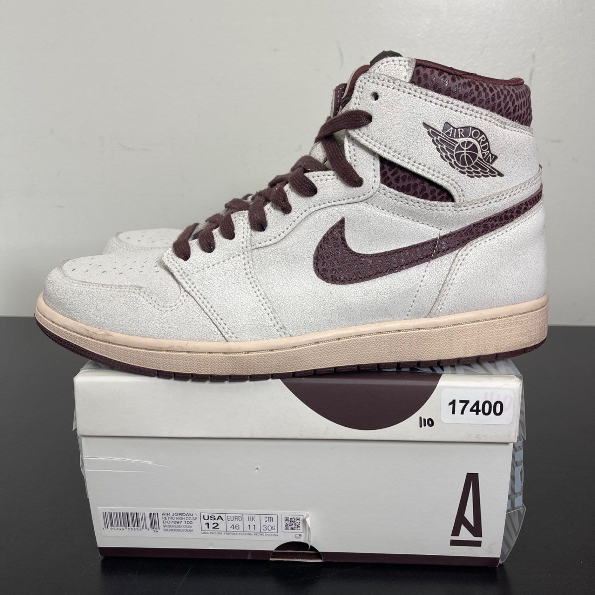 Jordan 1 Retro High OG A Ma Maniére 12 (Moderately Worn Pre-Owned)JordanSail/Burgundy Crush - Image 3