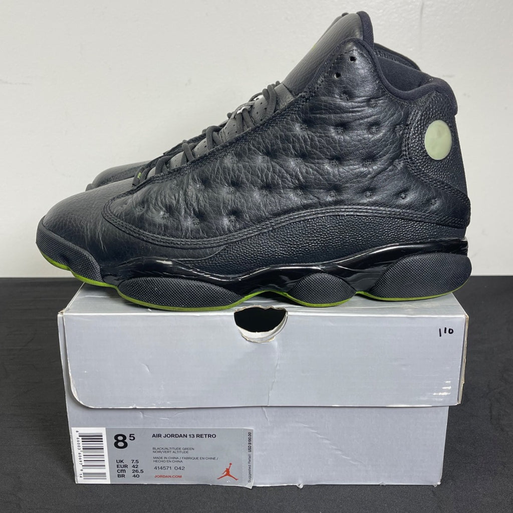 Jordan 13 Retro Altitude (2017) 8.5 (Moderately Worn Pre-Owned)JordanBlack/Altitude Green - Image 3
