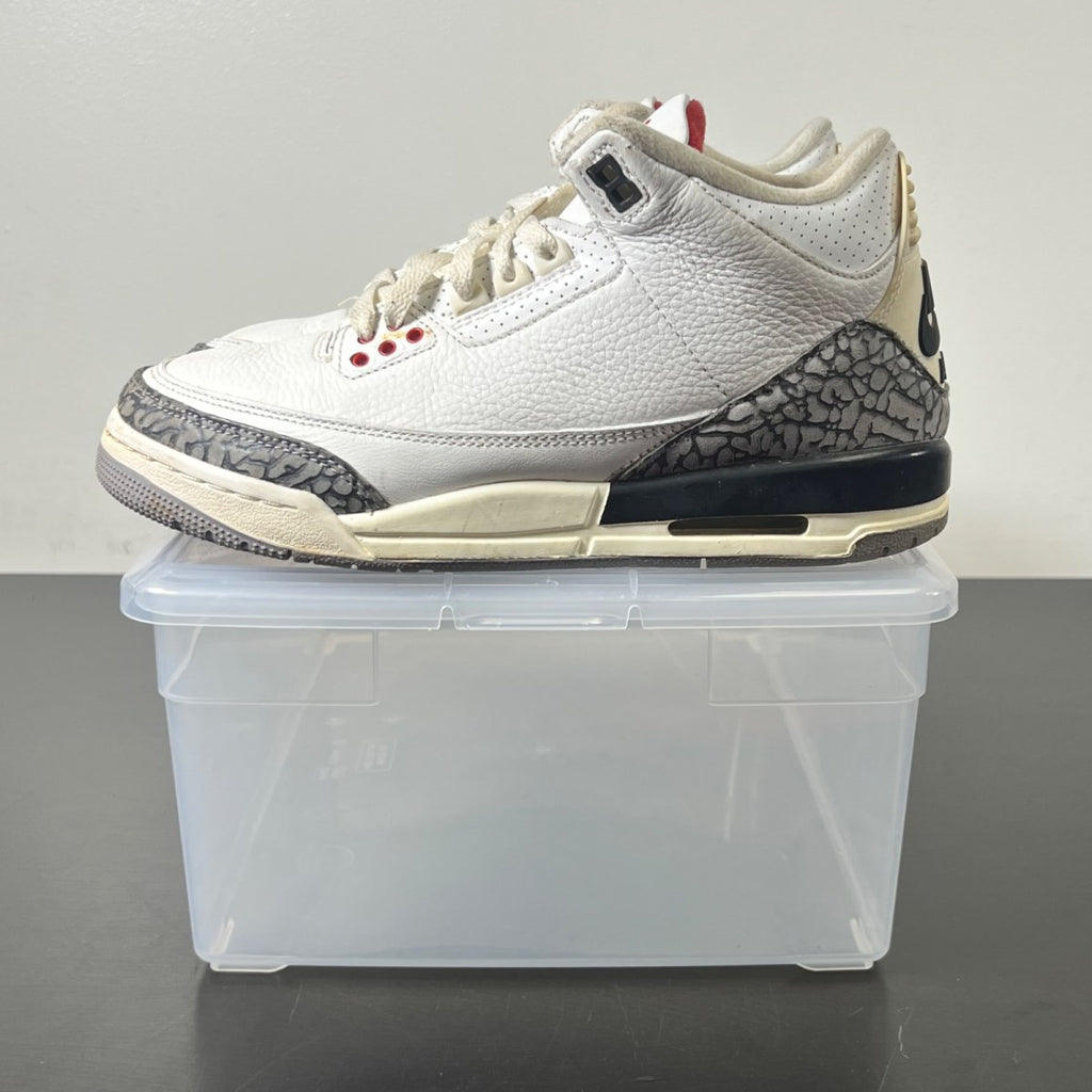 Jordan 3 Retro White Cement Reimagined (GS) 6.5Y (Heavily Worn Pre-Owned)JordanSummit White/Fire Red/Black/Cement Grey - Image 3