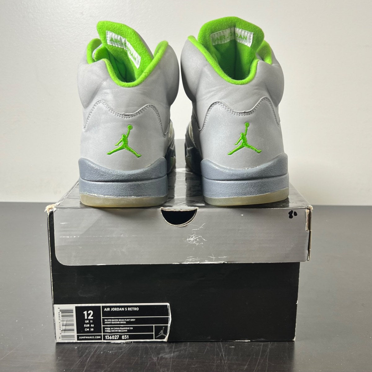 Jordan 5 Retro Green Bean 12 (Moderately Worn Pre-Owned)JordanSilver-Green Bean-Flint Grey 3M - Image 4