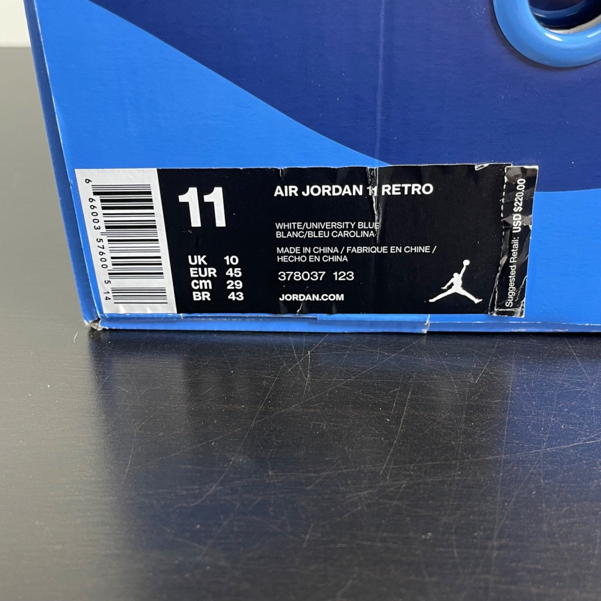 Jordan 11 Retro UNC Win Like 82 11 (Moderately Worn Pre-Owned)JordanWhite/University Blue-Midnight Navy - Image 7