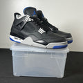 Jordan 4 Retro Motorsports Alternate 10 (New Pre-Owned)JordanBlack/Game Royal-Matte Silver-White - Image 1