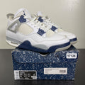 Jordan 4 Retro Midnight Navy 8.5 (Moderately Worn Pre-Owned)JordanWhite/Midnight Navy/Light Smoke Grey-Fire Red - Image 1