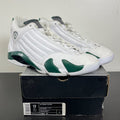 Jordan 14 Retro White Forest Green 12 (Moderately Worn Pre-Owned)JordanWhite/Black-Deep Forest Green-Graphite - Image 1