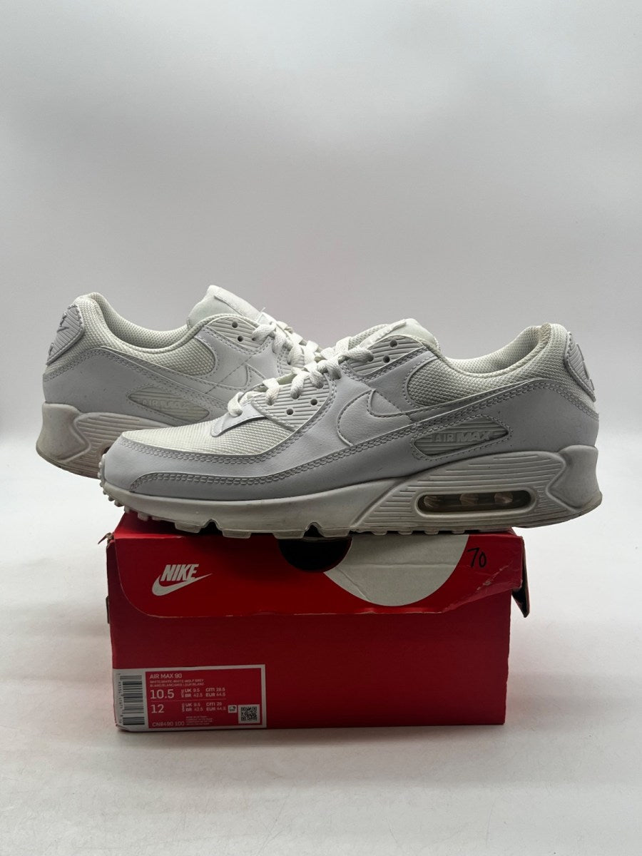 Nike Air Max 90 Recraft Triple White 10.5 (Moderately Worn Pre-Owned) - Image 1