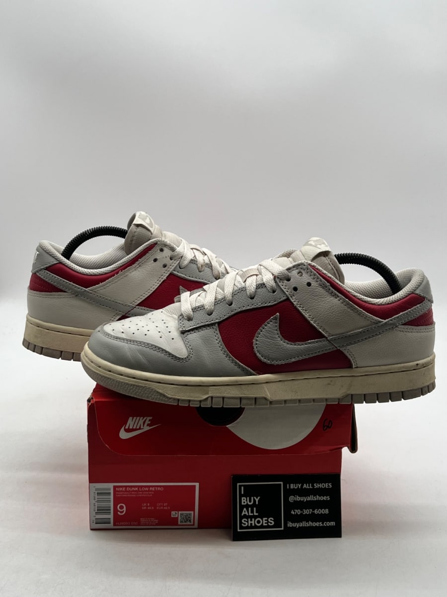 Nike Dunk Low Light Iron Ore Gym Red 9 (Heavily Worn Pre-Owned) - Image 1
