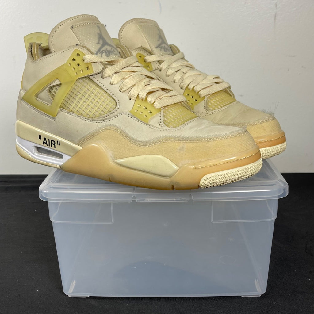 Jordan 4 Retro Off-White Sail (Women's) 11W (Moderately Worn Pre-Owned)JordanSail/Muslin-White-Black - Image 1