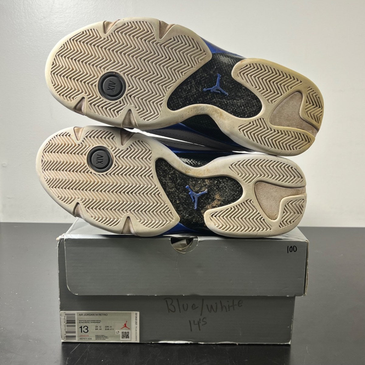 Jordan 14 Retro White Hyper Royal 13 (Moderately Worn Pre-Owned)JordanWhite/Black-Hyper Royal - Image 7