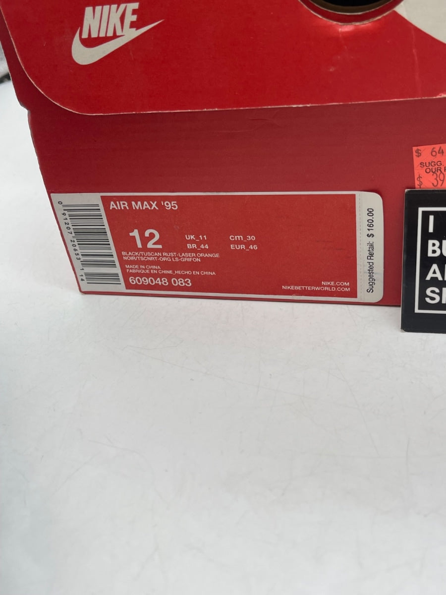 Nike Air Max 95 Black Tuscan Rust Laser Orange 12 (Moderately Worn Pre-Owned) - Image 9
