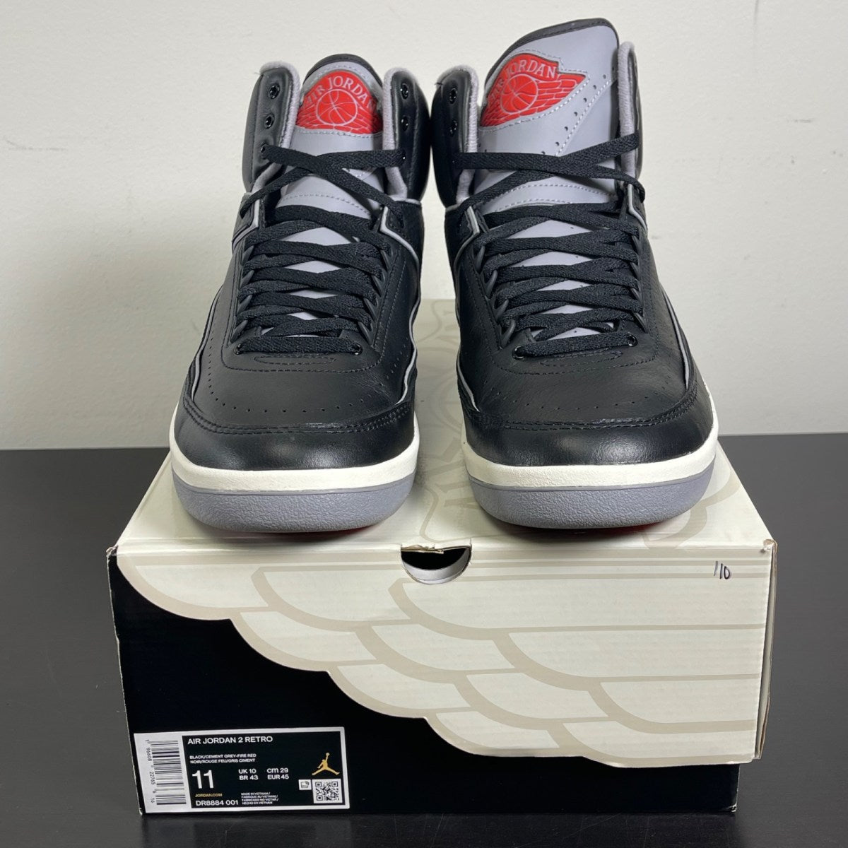 Jordan 2 Retro Black Cement 11 (Moderately Worn Pre-Owned)JordanBlack/Cement Grey/Fire Red/Sail - Image 2