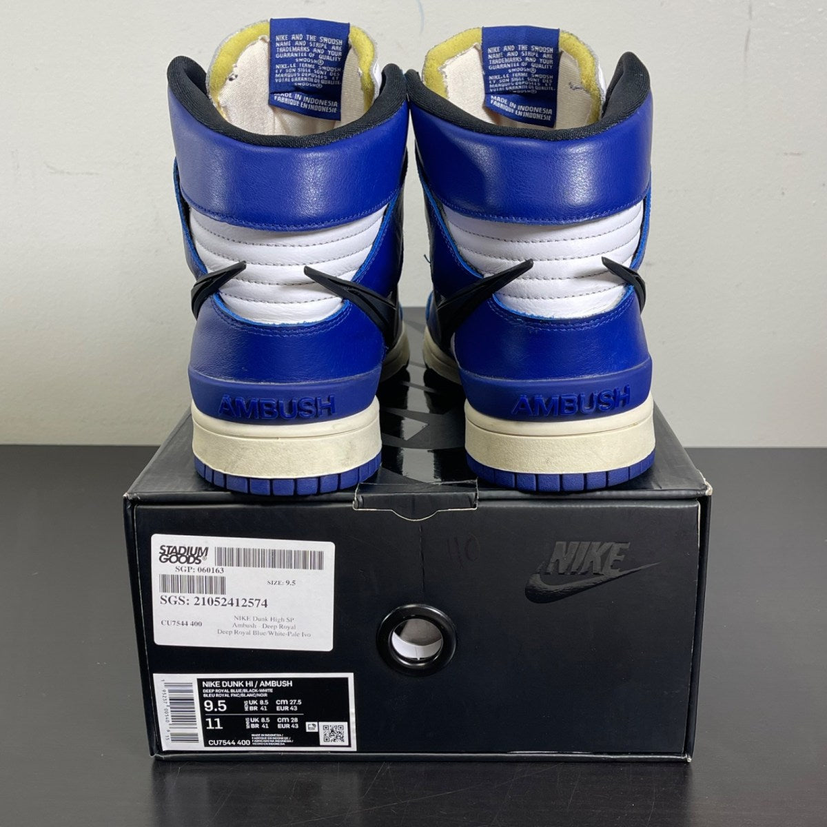 Nike Dunk High AMBUSH Deep Royal 9.5 (Moderately Worn Pre-Owned)NikeDeep Royal Blue/White-Pale Ivory-Black - Image 4