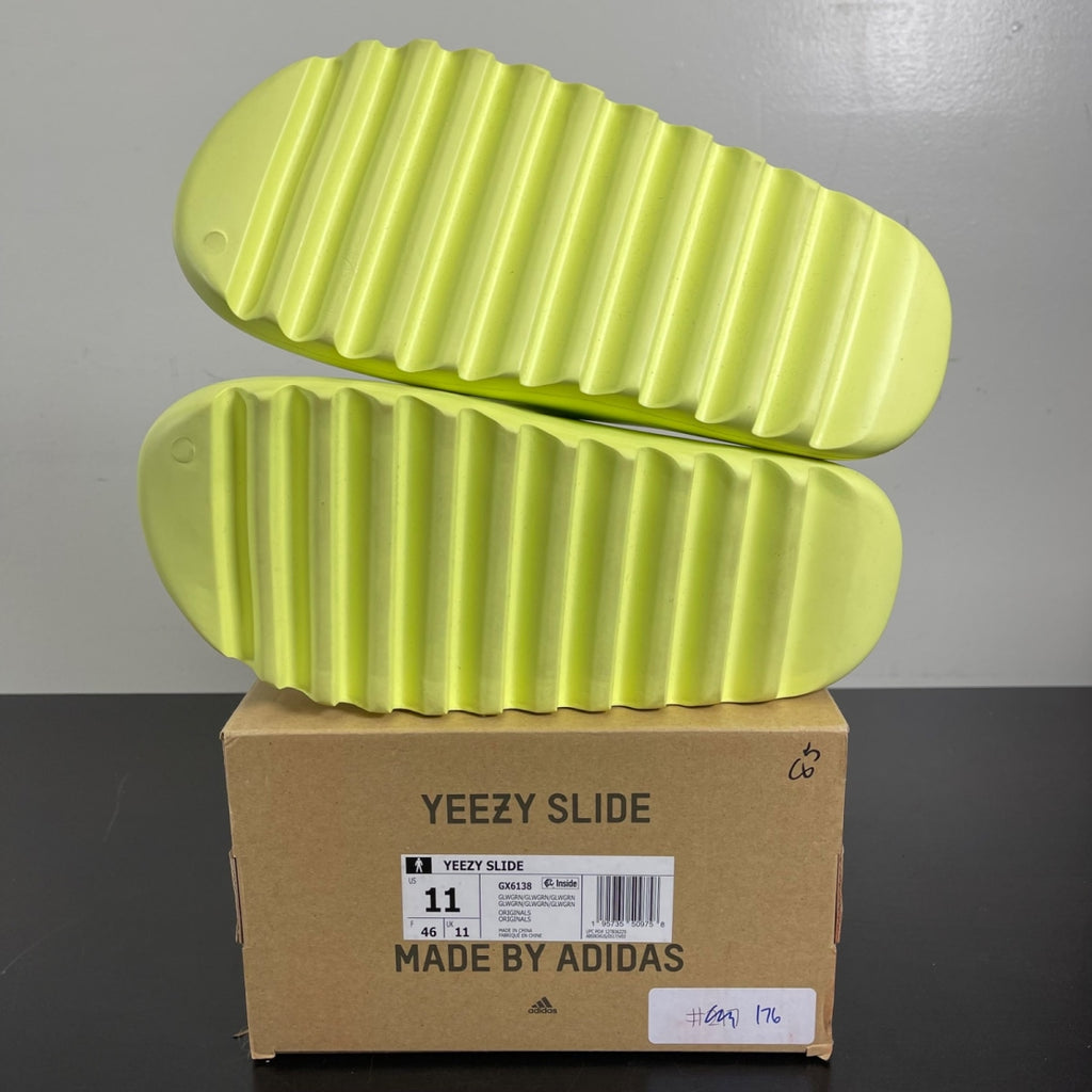 adidas Yeezy Slide Glow Green 11 (Moderately Worn Pre-Owned)adidasGlow Green/Glow Green/Glow Green - Image 5