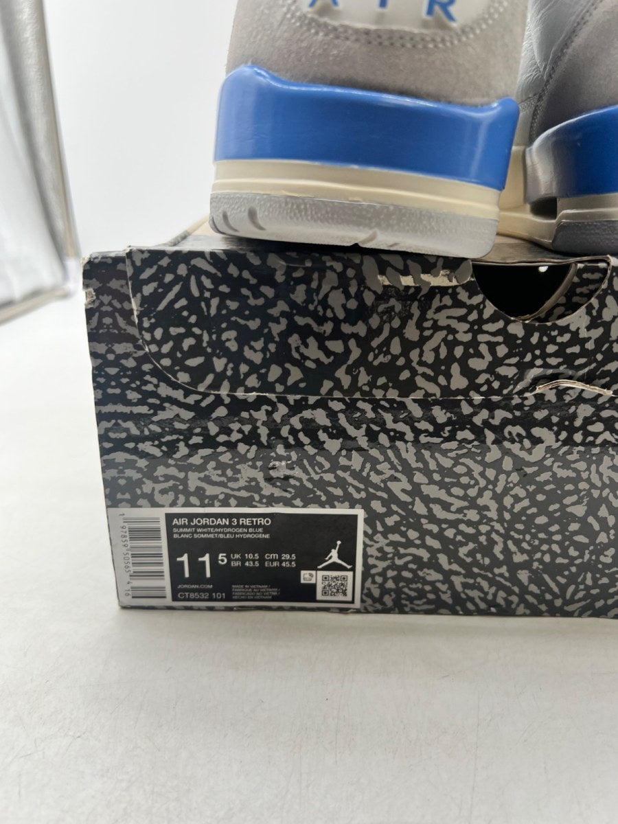 Jordan 3 Retro Lucky Shorts 11.5 (Moderately Worn Pre-Owned)JordanSummit White/Hydrogen Blue-Legend Blue-Photon Dust-Pure Platinum-Sail - Image 4