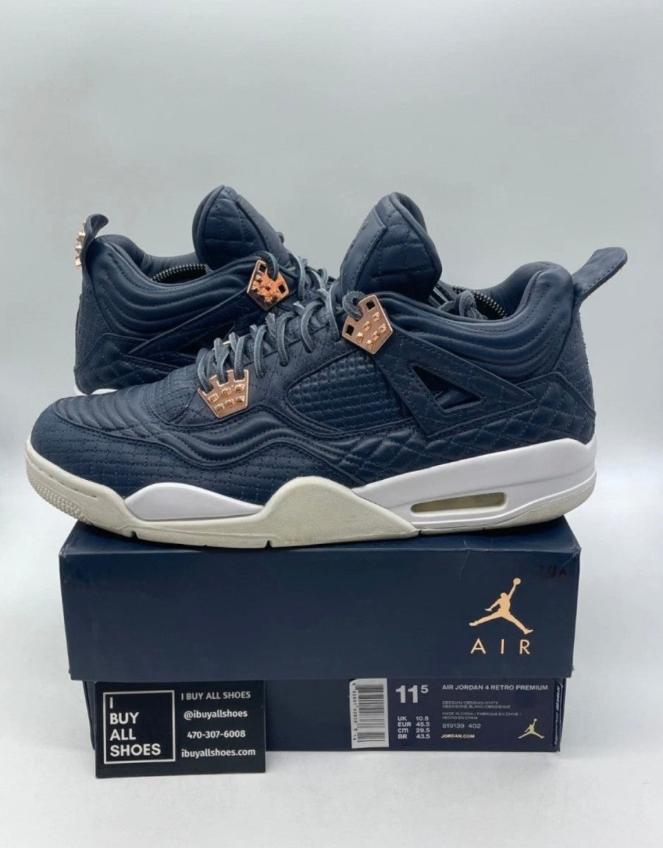 Jordan 4 Retro Obsidian 11.5 (Moderately Worn Pre-Owned)JordanObsidian/Obsidian-White - Image 1