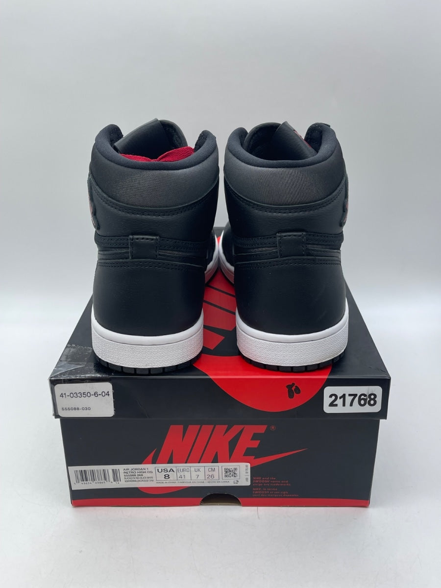 Jordan 1 Retro High Black Satin Gym Red 8 (Moderately Worn Pre-Owned)JordanBlack/Gym Red-Black-White - Image 3