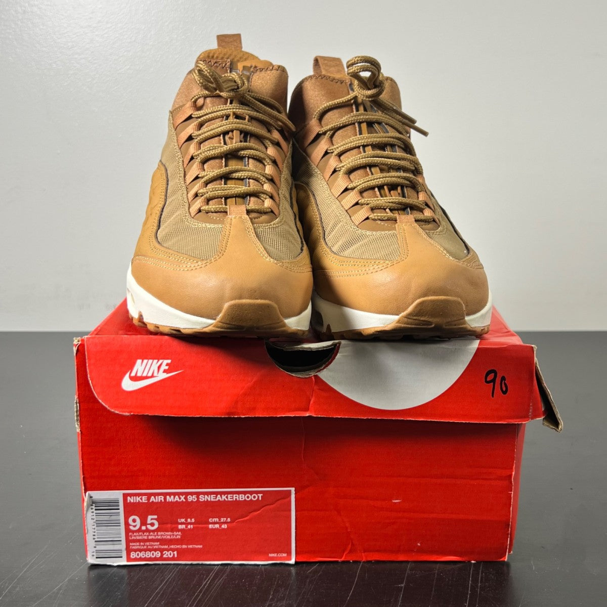 Nike Air Max 95 Sneakerboot Flax (2017) 9.5 (Lightly Worn Pre-Owned)NikeFlax/Flax-Ale Brown-Sail - Image 2
