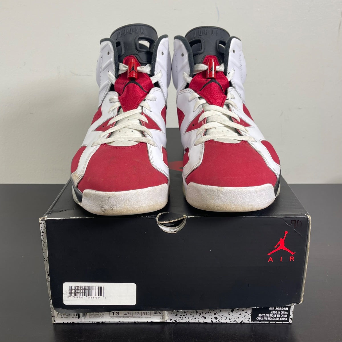 Jordan 6 Retro Carmine (2021) 13 (Moderately Worn Pre-Owned)JordanWhite/Black-Carmine - Image 2