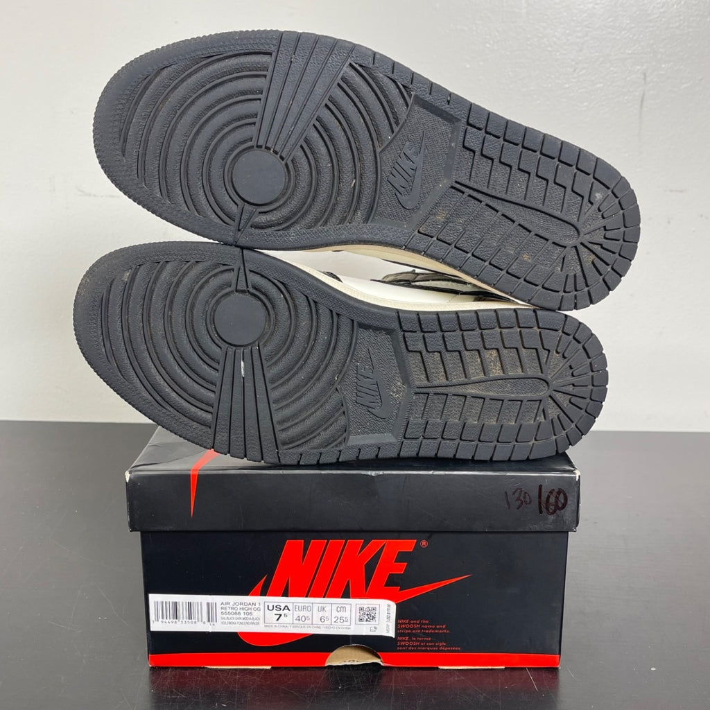 Jordan 1 Retro High Dark Mocha 7.5 (Moderately Worn Pre-Owned)JordanSail/Dark Mocha-Black-Black - Image 5