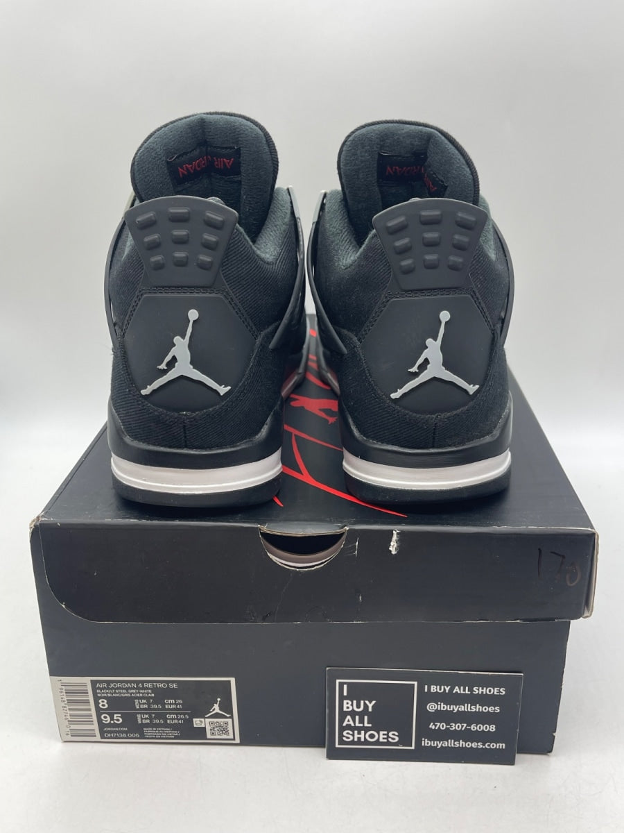 Jordan 4 Retro SE Black Canvas 8 (Moderately Worn Pre-Owned) - Image 3