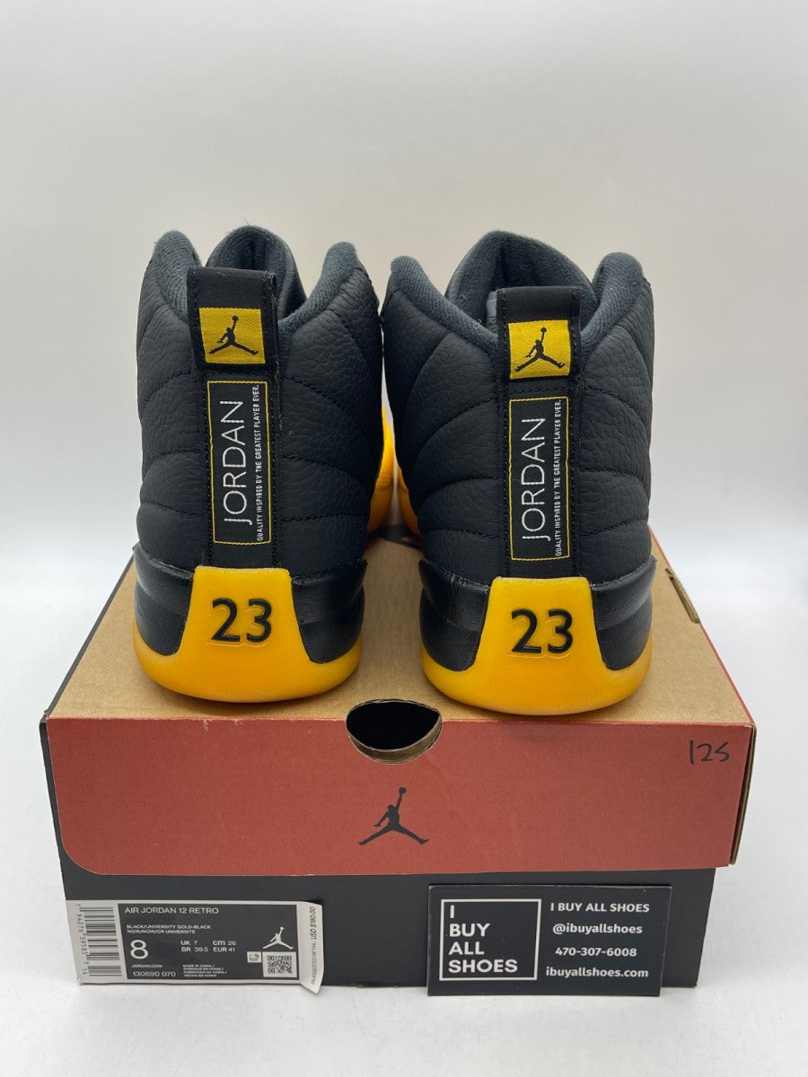 Jordan 12 Retro Black University Gold 8 (Moderately Worn Pre-Owned) - Image 3