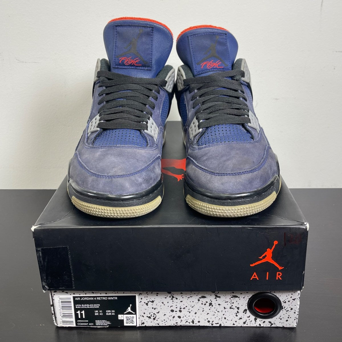 Jordan 4 Retro Winterized Loyal Blue 11 (Moderately Worn Pre-Owned)JordanLoyal Blue/White-Habanero Red-Black - Image 2