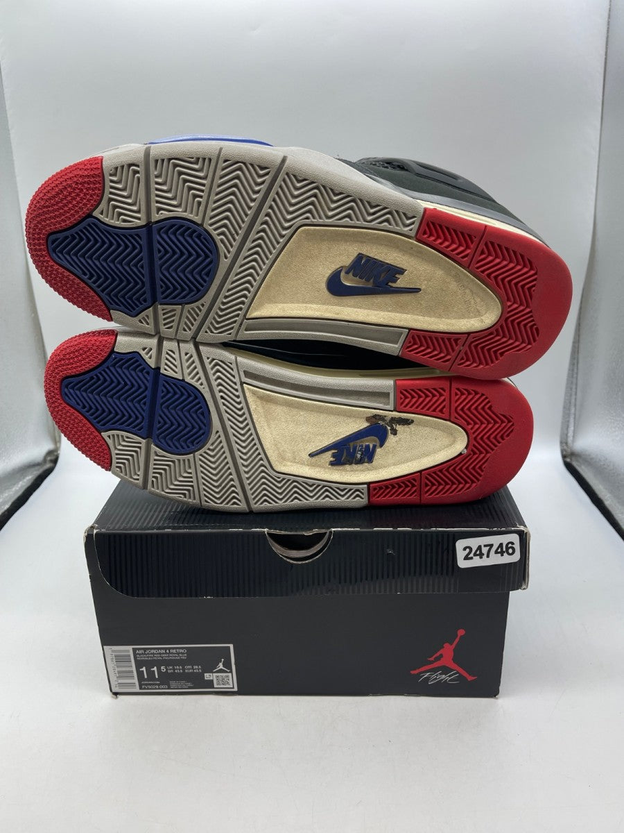 Jordan 4 Retro Rare Air (Gold Lettering) 11.5 (Moderately Worn Pre-Owned)JordanBlack/Fire Red/Deep Royal Blue/Dark Smoke Grey/Tech Grey - Image 7