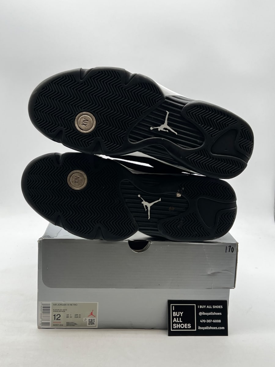 Jordan 14 Retro Black White 12 (Lightly Worn Pre-Owned) - Image 8