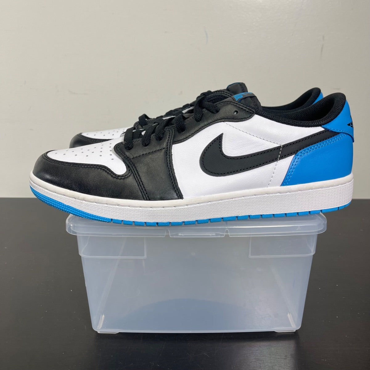 Jordan 1 Retro Low OG Black Dark Powder Blue 14 (New Pre-Owned)JordanWhite/Dark Powder Blue/Black - Image 3